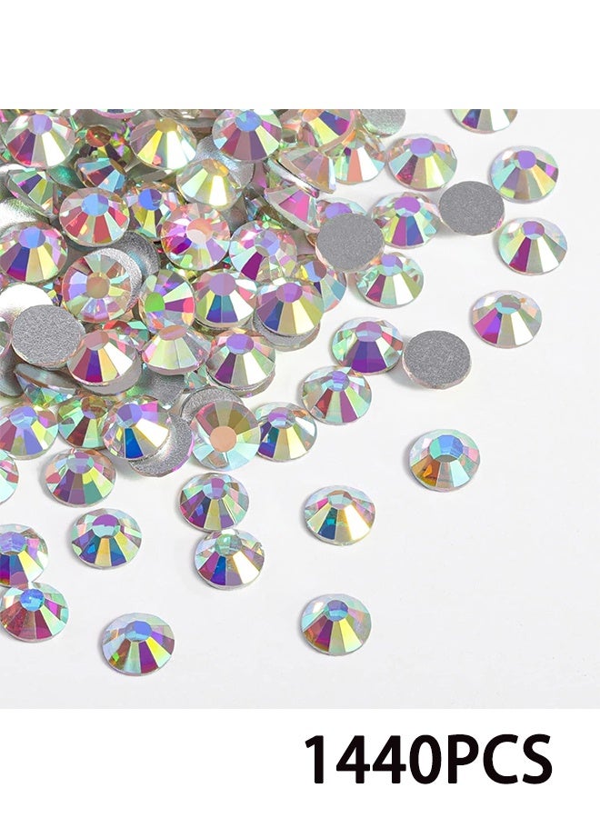 1440pcs Flat Back Crystal Rhinestones Round Gems for Nail Art and Craft Glue Fix, CrystalAB (SS10(2.8mm)) - Image 1