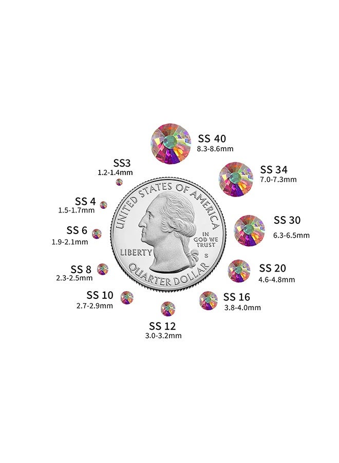 1440pcs Flat Back Crystal Rhinestones Round Gems for Nail Art and Craft Glue Fix, CrystalAB (SS10(2.8mm)) - Image 2