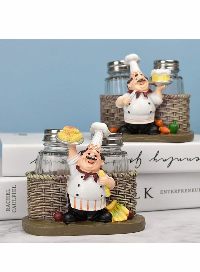 Y&D Glass Spice Jars, Salt and Pepper Shakers, Chef Decorative Statue Organizer with Holder Figurine Gift for Family, Kitchen, Restaurant, Cafe, Bakery Seasoning Jar, Creative Handicraft Gifts - Image 5