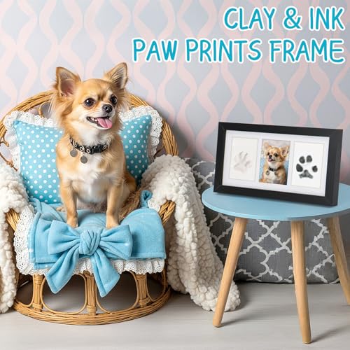 Seencool Paw Print Frame Kit, Dog Paw Print Kit with No Toxic Clay & No Mess Ink Pad, Pet Paw Print Impression Kit with Customization Tool, Wooden Pet Memorial Frame,DIY Dog Lover Gifts - Image 2