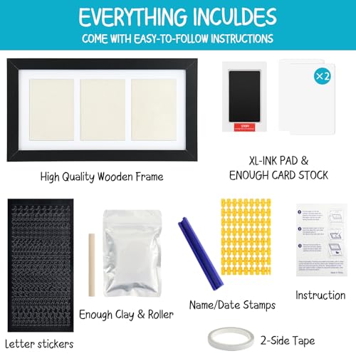 Seencool Paw Print Frame Kit, Dog Paw Print Kit with No Toxic Clay & No Mess Ink Pad, Pet Paw Print Impression Kit with Customization Tool, Wooden Pet Memorial Frame,DIY Dog Lover Gifts - Image 3
