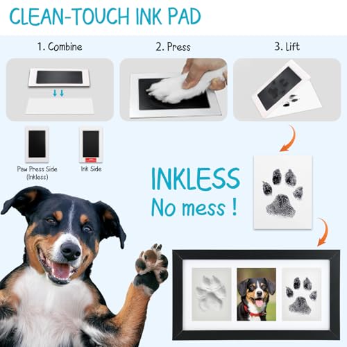 Seencool Paw Print Frame Kit, Dog Paw Print Kit with No Toxic Clay & No Mess Ink Pad, Pet Paw Print Impression Kit with Customization Tool, Wooden Pet Memorial Frame,DIY Dog Lover Gifts - Image 5