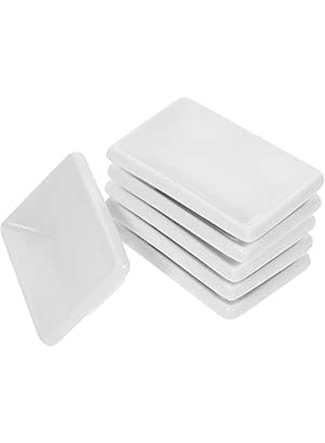 6 Piece White Ceramic Rectangular Appetizer Plates Soy Sauce Dishes Serving Trays - Image 1