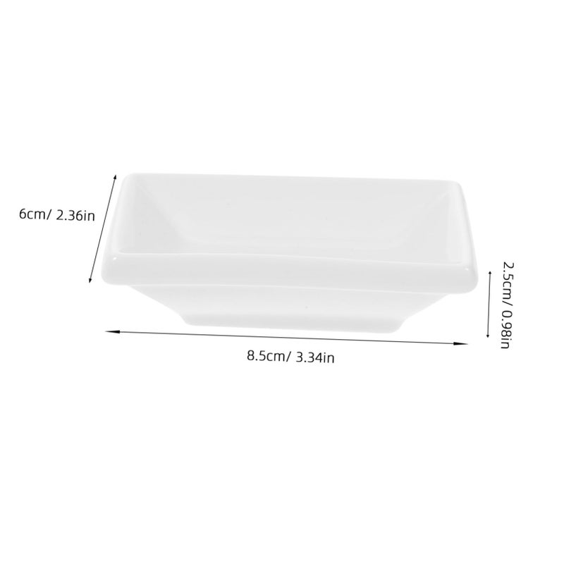 6 Piece White Ceramic Rectangular Appetizer Plates Soy Sauce Dishes Serving Trays - Image 4