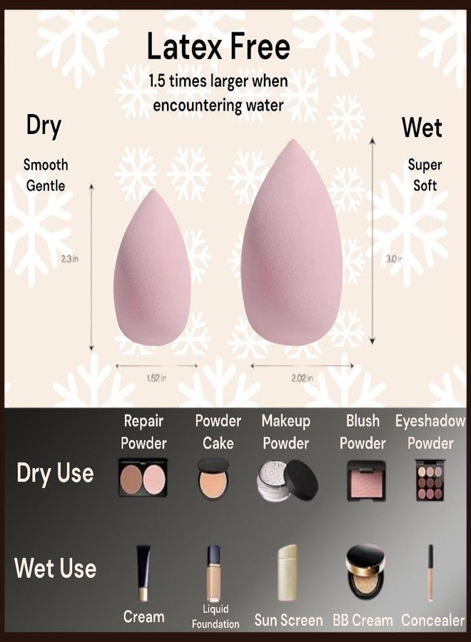 Fresh Up (Pack of 7) Fresh up™ Makeup Sponge & Powder Puff Set - Latex-Free Blenders for Foundation, Cream, Liquid & Powder - Mini Sponge & Triangle Puff for Blending, Contouring & Setting - Vegan, Reusable - Image 3