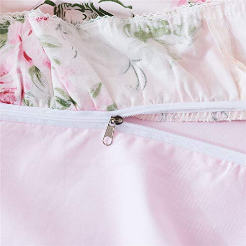 FADFAY مجموعة أغطية السرير من فادفاي بتصميم زهور الورد الوردي 4 قطع بحجم توأم للفتيات - Image 2