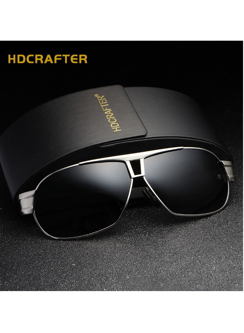HDCRAFTER New Men's Polarized UV400 Metal Large Frame Pilot Sunglasses - Image 2