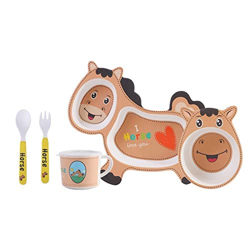 Dherik Tradworld Dherik Tradworld EcoFriendly Bamboo Fibre Kids 5 Pc Dinner Set Bamboo Fiber Dinner Plate Set for Kids EcoFriendly Bamboo Fiber dinnerware Sets for Boys Girls  - Image 1