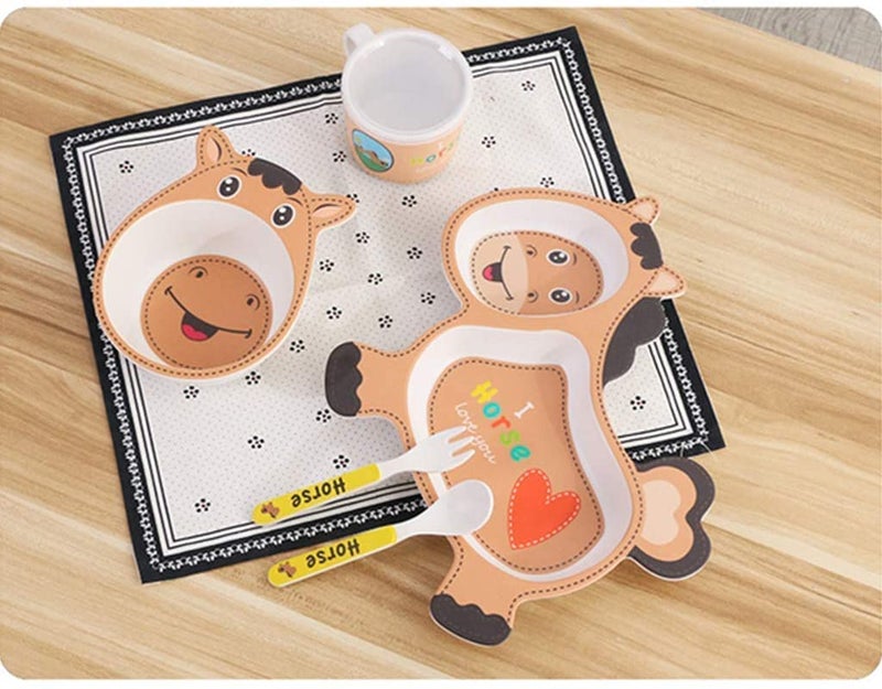Dherik Tradworld Dherik Tradworld EcoFriendly Bamboo Fibre Kids 5 Pc Dinner Set Bamboo Fiber Dinner Plate Set for Kids EcoFriendly Bamboo Fiber dinnerware Sets for Boys Girls  - Image 4
