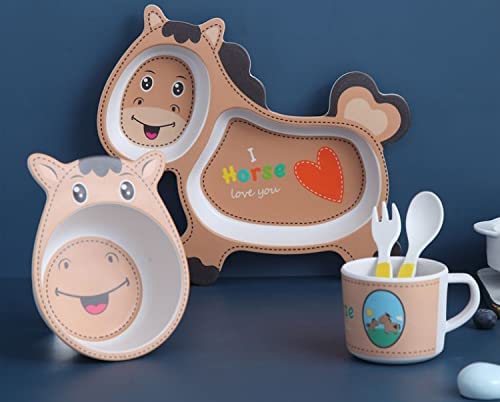 Dherik Tradworld Dherik Tradworld EcoFriendly Bamboo Fibre Kids 5 Pc Dinner Set Bamboo Fiber Dinner Plate Set for Kids EcoFriendly Bamboo Fiber dinnerware Sets for Boys Girls  - Image 5