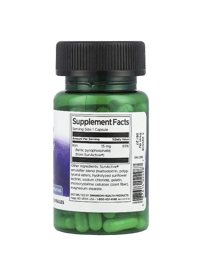 SWANSON سوانسون، صن أكتيف®، حديد، 15 ملغ، 90 كبسولة - Image 2