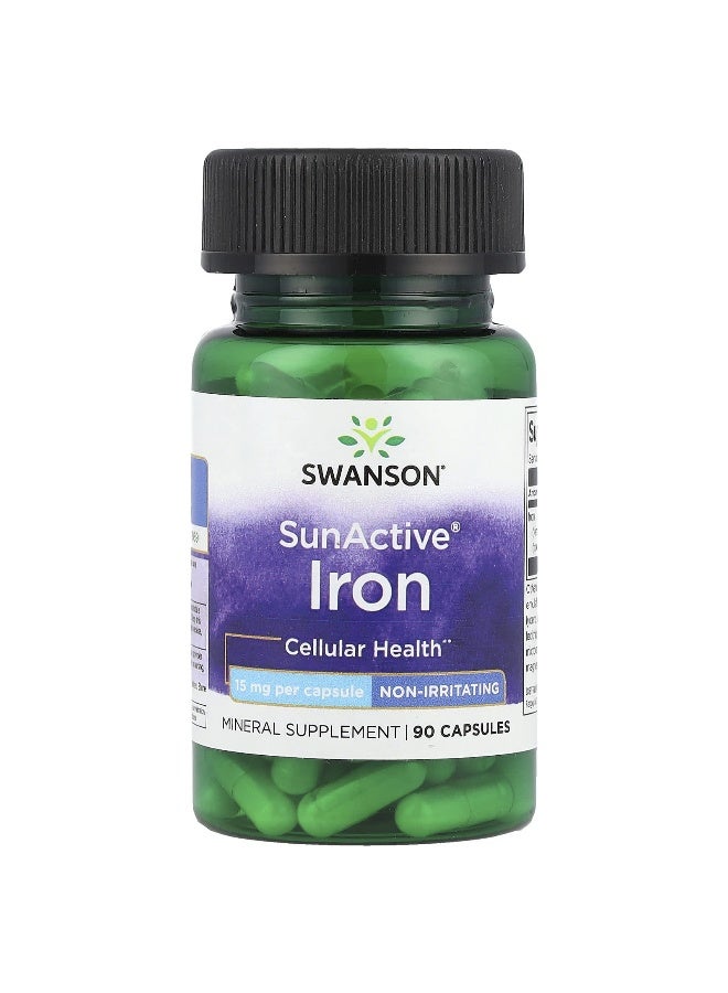 SWANSON سوانسون، صن أكتيف®، حديد، 15 ملغ، 90 كبسولة - Image 1