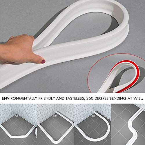 Ejoycos Collapsible Bathroom Water Stopper Flood Barrier Rubber Dam Silicon Water Blocker Dry and Wet Separation Waterproof Strip Shower Threshold (39Inch) - Image 3