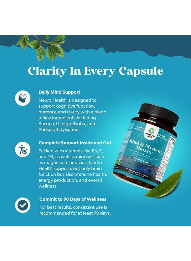 Natures Design Advanced Nootropics Brain Support Supplement - Synergetic Mental Energy and Focus Supplement with Brain Vitamins for Cognitive Enhancement - Mind and Memory Supplement for Brain Health (30 Servings) - Image 3