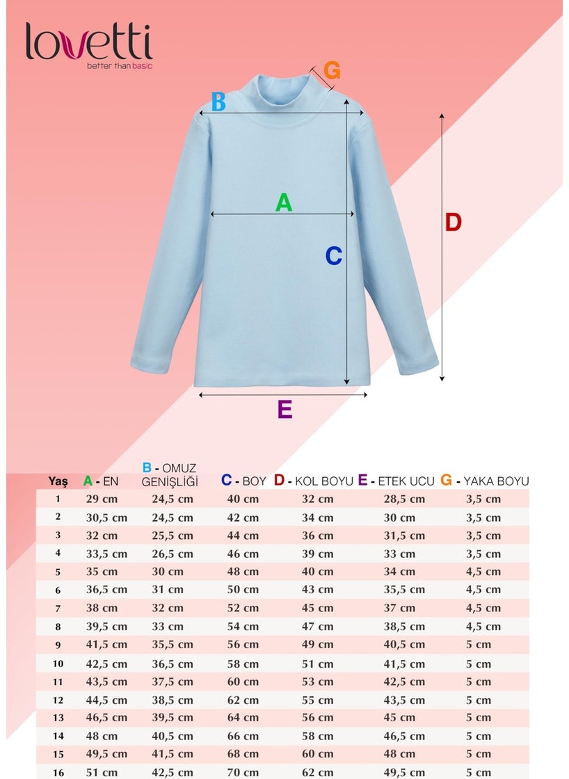 Lovetti Dark Blue Basic Winter Half Turtleneck Long Sleeve Girls T-Shirt  - Image 2