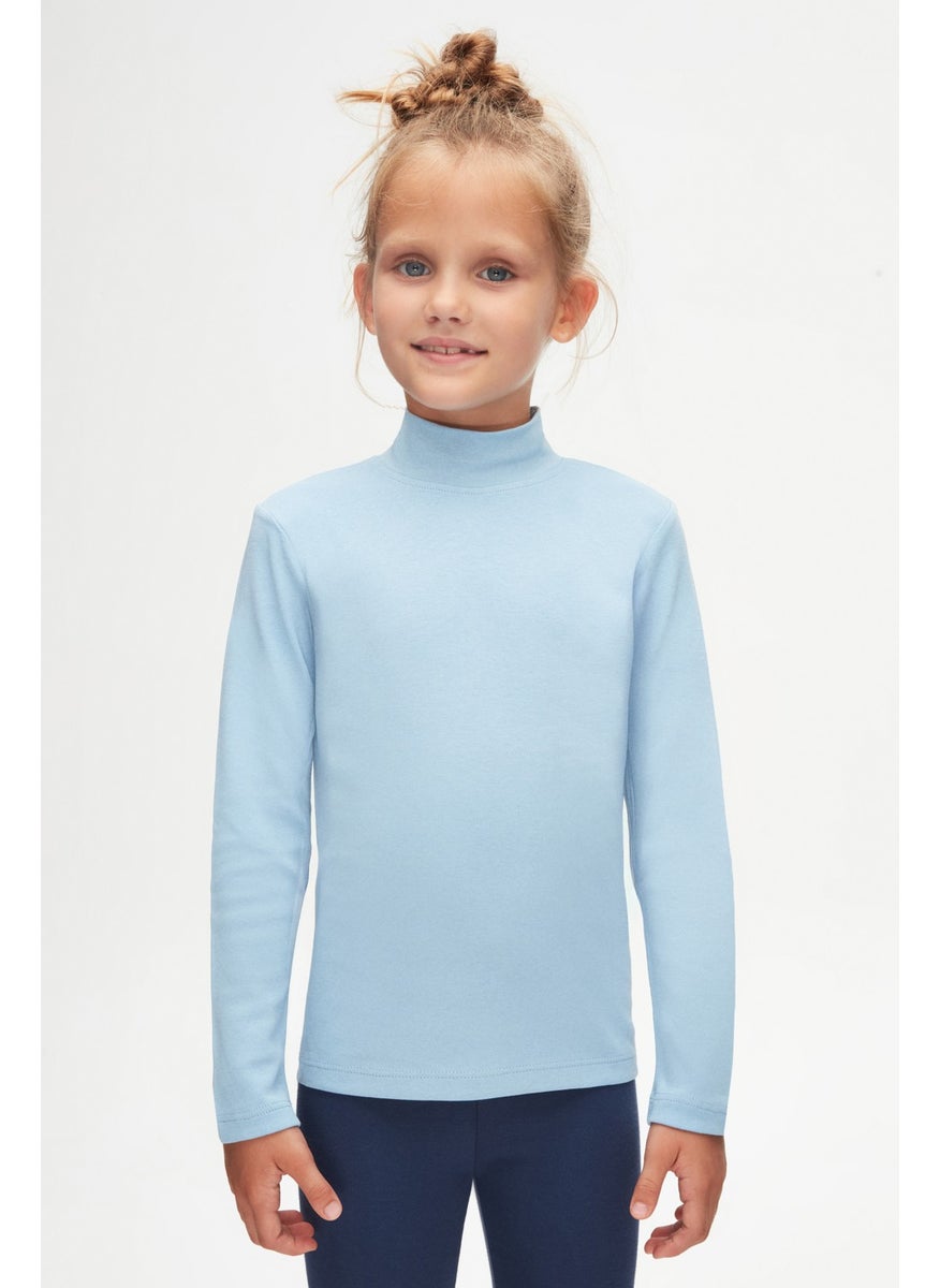 Lovetti Dark Blue Basic Winter Half Turtleneck Long Sleeve Girls T-Shirt  - Image 3
