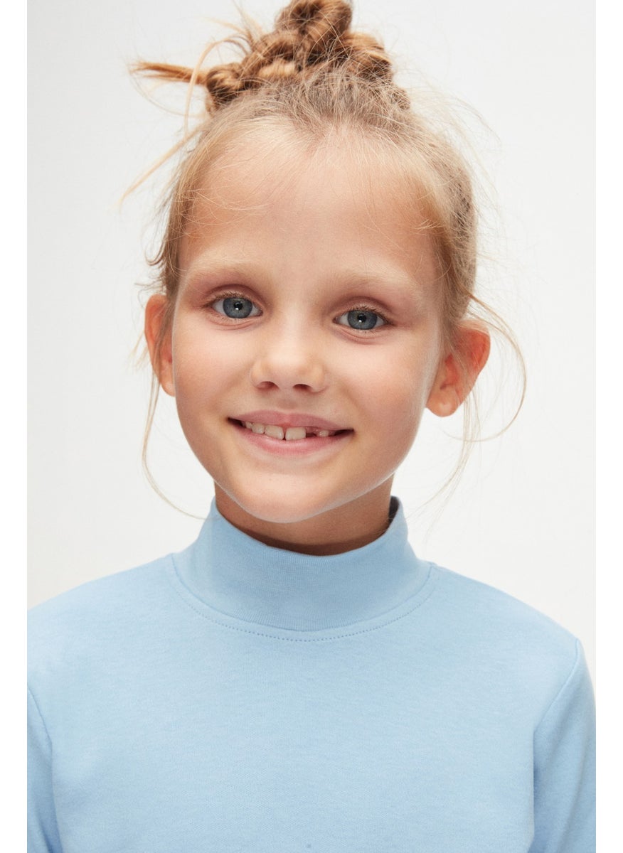Lovetti Dark Blue Basic Winter Half Turtleneck Long Sleeve Girls T-Shirt  - Image 4