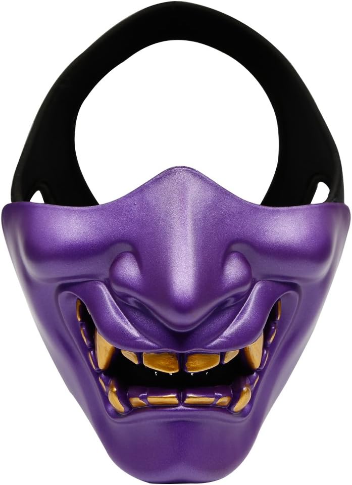 Aoutacc Airsoft Half Face Masks, Evil Demon Monster Kabuki Samurai Hannya Oni Half Face Protective Masks Masquerade Ball, Party, Halloween, Cs War Game - Image 1