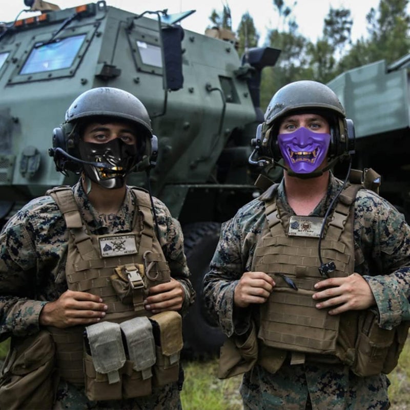 Aoutacc Airsoft Half Face Masks, Evil Demon Monster Kabuki Samurai Hannya Oni Half Face Protective Masks Masquerade Ball, Party, Halloween, Cs War Game - Image 4