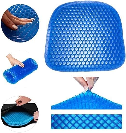 JAMBUVANTI seat Cushion Silicone Rubber Soft Cushion Seat Pillow Seat Cushion Pad Pressure Sore Relief Ultimate Breathable Design Gel Comfort Blue Gel Memory Foam Pack of 1 - Image 3