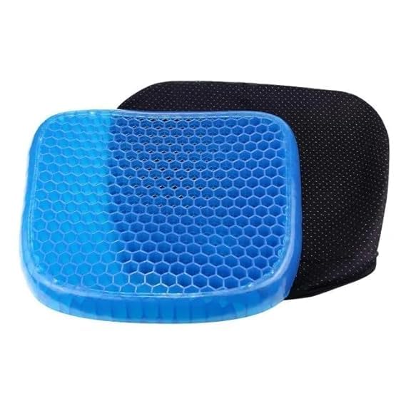 JAMBUVANTI seat Cushion Silicone Rubber Soft Cushion Seat Pillow Seat Cushion Pad Pressure Sore Relief Ultimate Breathable Design Gel Comfort Blue Gel Memory Foam Pack of 1 - Image 1