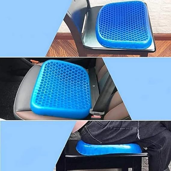 JAMBUVANTI seat Cushion Silicone Rubber Soft Cushion Seat Pillow Seat Cushion Pad Pressure Sore Relief Ultimate Breathable Design Gel Comfort Blue Gel Memory Foam Pack of 1 - Image 4