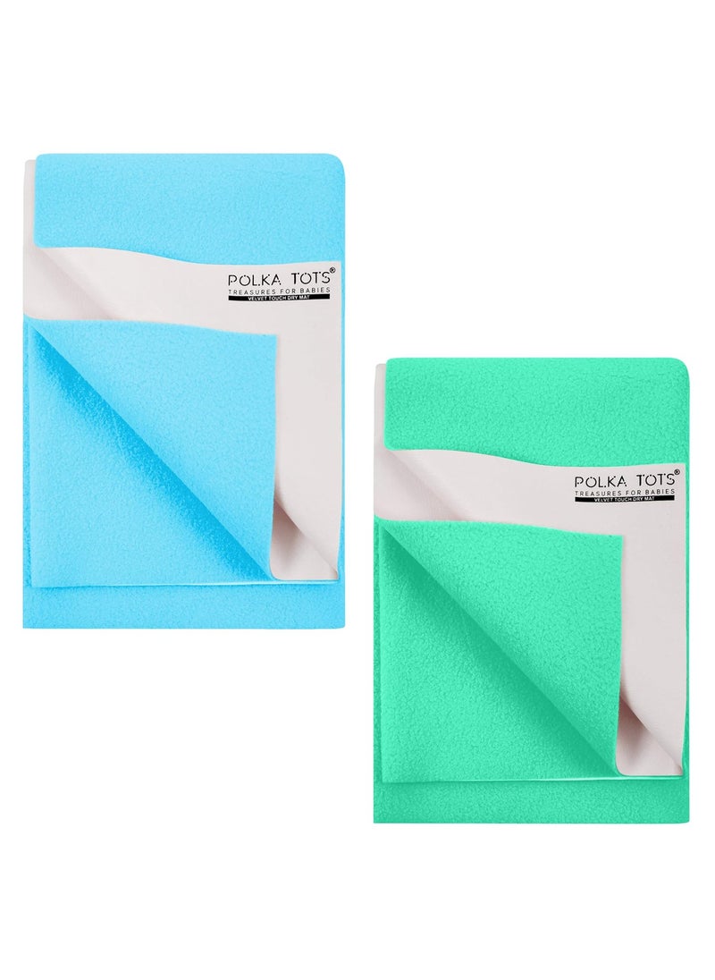 Polka Tots POLKA TOTS Waterproof & Reusable Baby Bed Protector Absorbent Mat Dry Sheet for New Born Infants, Pack of 2 (SkyBlue & Mint, 140 X 200 CM, Extra Large)  - Image 1