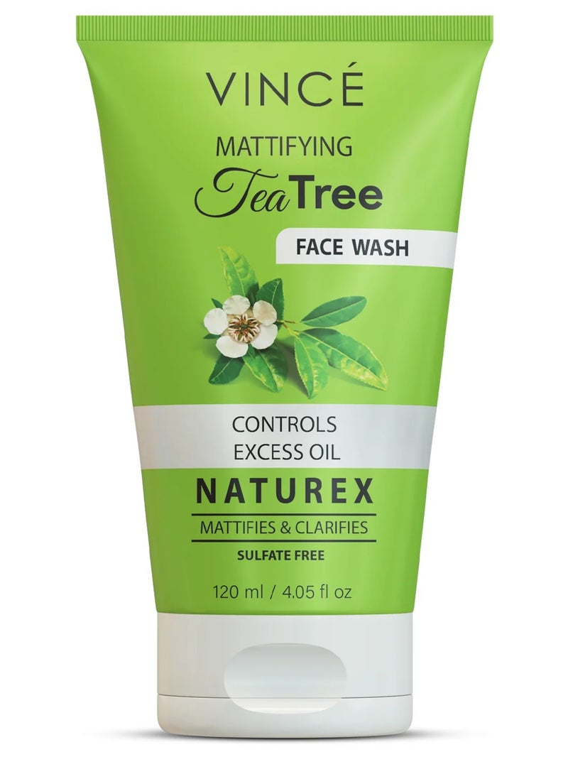 فينس غسول الوجه بشجرة الشاي – خصائص مضادة للبكتيريا – يزيل حب الشباب، ويتحكم في الزيوت، ويزيل العيوب، وينقي البشرة – تنظيف عميق لبشرة منتعشة ومتوهجة – خالٍ من الكبريتات، 120 مل - Image 1