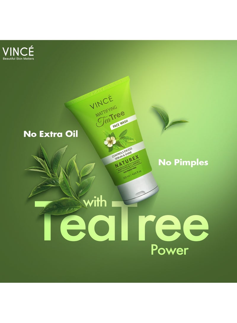 فينس غسول الوجه بشجرة الشاي – خصائص مضادة للبكتيريا – يزيل حب الشباب، ويتحكم في الزيوت، ويزيل العيوب، وينقي البشرة – تنظيف عميق لبشرة منتعشة ومتوهجة – خالٍ من الكبريتات، 120 مل - Image 4