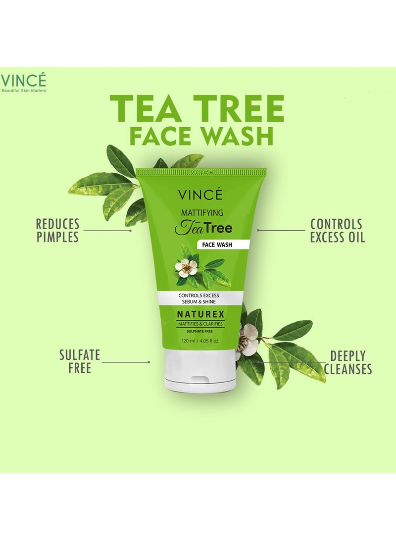 فينس غسول الوجه بشجرة الشاي – خصائص مضادة للبكتيريا – يزيل حب الشباب، ويتحكم في الزيوت، ويزيل العيوب، وينقي البشرة – تنظيف عميق لبشرة منتعشة ومتوهجة – خالٍ من الكبريتات، 120 مل - Image 3