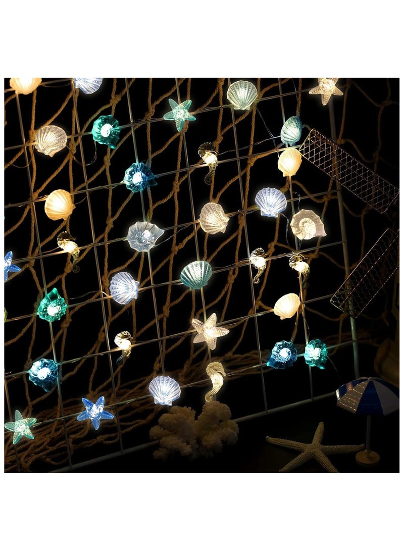 ViveLifDeco Multi-Mode Dimmable Ocean String Light, 9.8FT 30LEDs Sea Element Warm White Waterproof Nautical String Light Shells Indoor Outdoor Use  - Image 1
