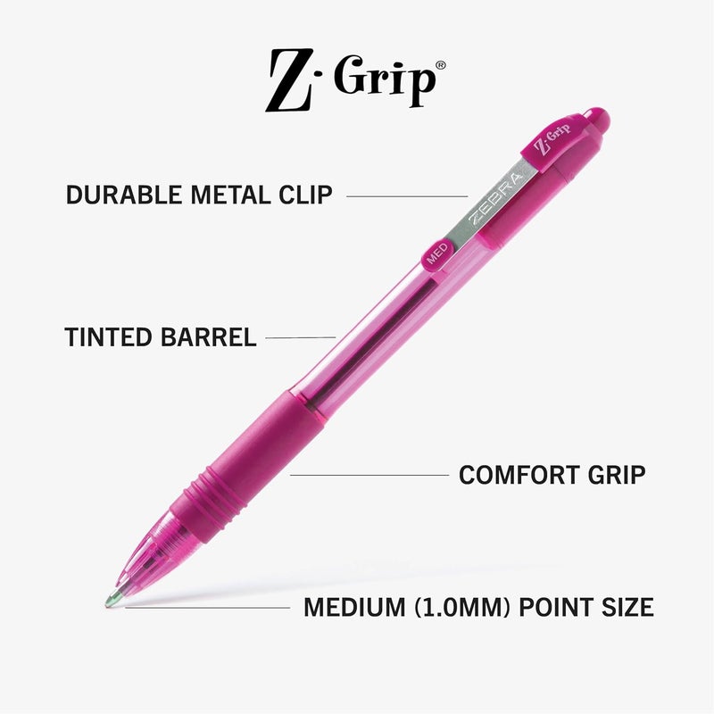 Zebra Pen Z-Grip Retractable Ballpoint Pen Set - 7 Assorted Fashion Colors, Medium Point 1.0mm - Image 3