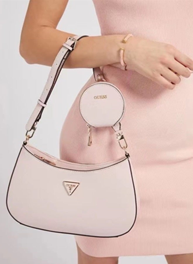 GUESS Women's Zipper Shoulder Bag PU Handbag Pink 29cm * 18cm * 6cm  - Image 2