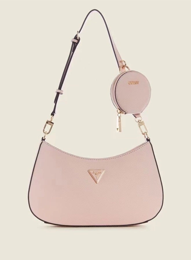 GUESS Women's Zipper Shoulder Bag PU Handbag Pink 29cm * 18cm * 6cm  - Image 1