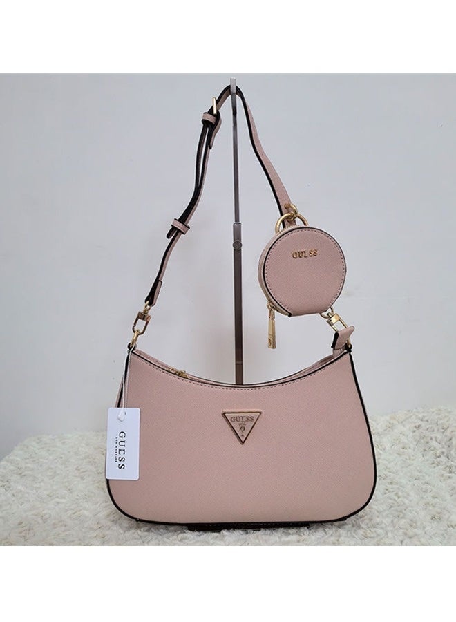 GUESS Women's Zipper Shoulder Bag PU Handbag Pink 29cm * 18cm * 6cm  - Image 4