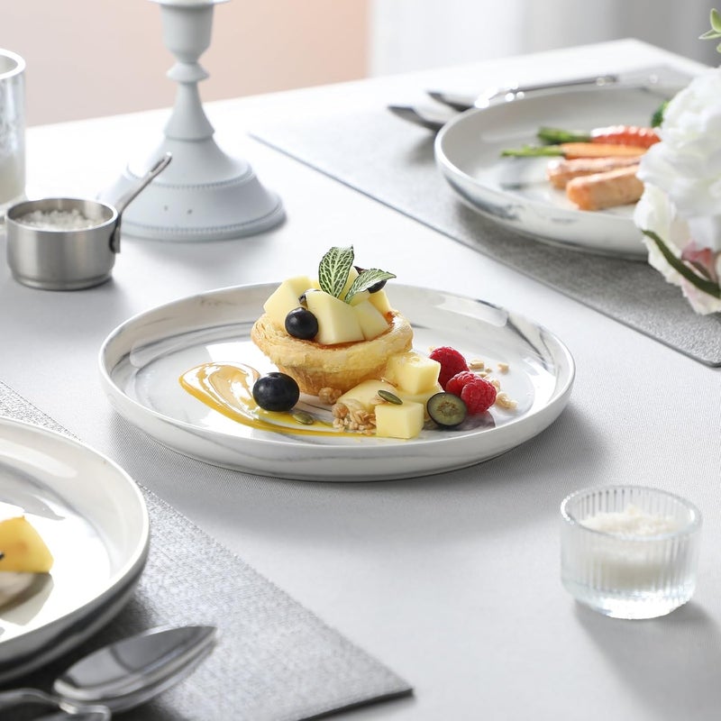 MALACASA Plates and Bowls Sets 12 Pieces Porcelain Dinnerware Sets Dishware Sets Chip Resistant Ceramic Dish Set Dining Dinner Ware Service for 4 Marble Grey Series LUNA - Image 5
