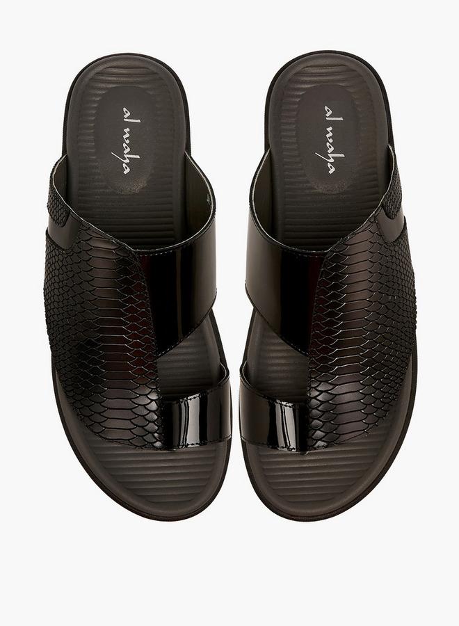 Al Waha Men Toe Loop Detail Leather Arabic Sandals - Image 1