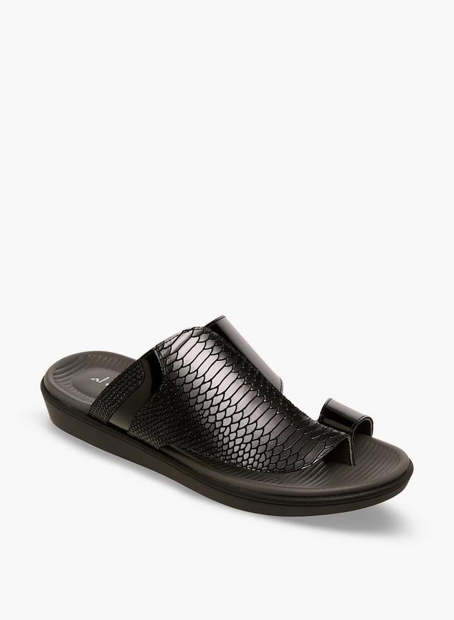 Al Waha Men Toe Loop Detail Leather Arabic Sandals - Image 2
