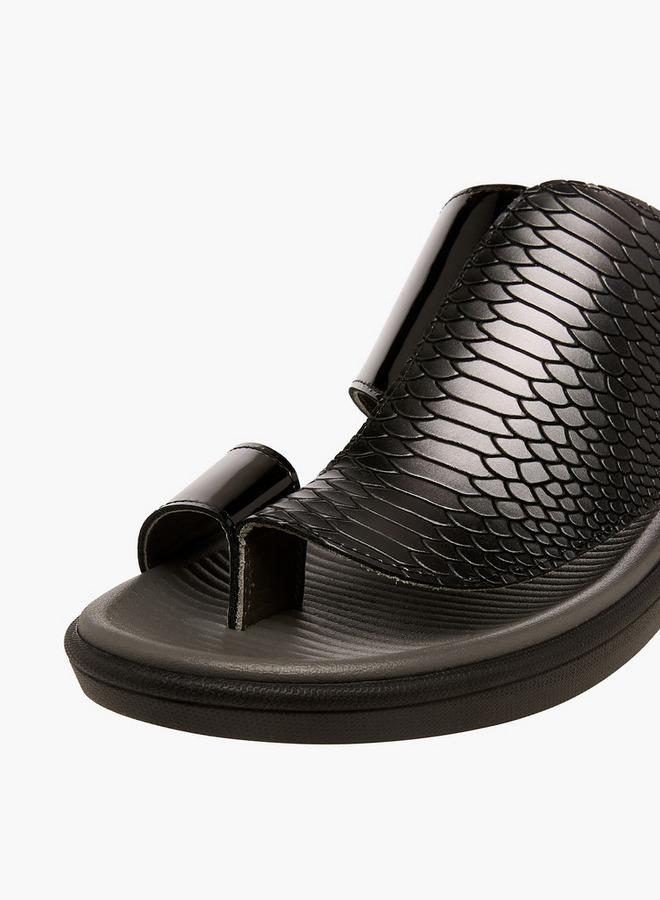 Al Waha Men Toe Loop Detail Leather Arabic Sandals - Image 4
