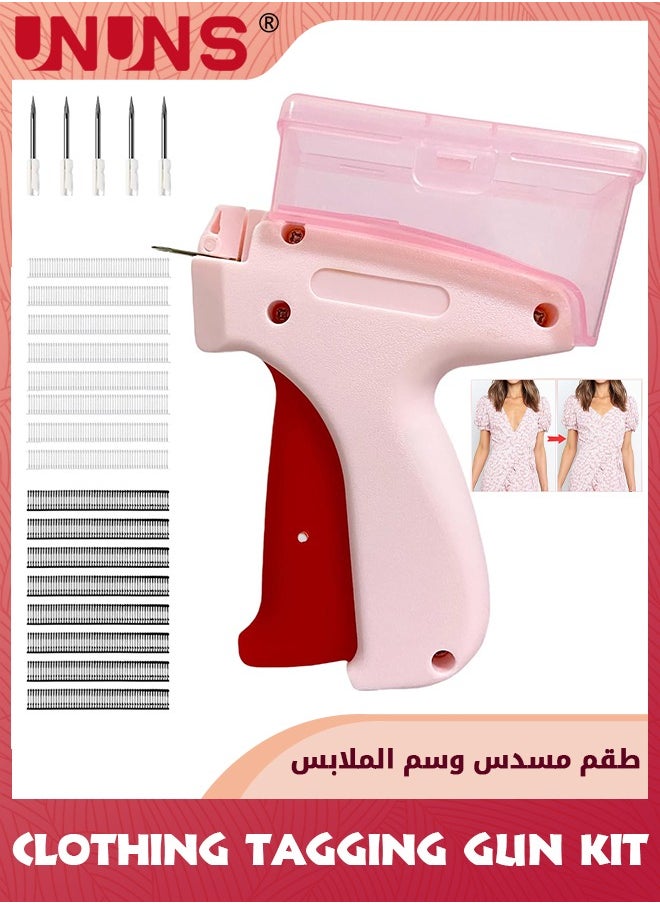 UNUNS Clothing Tagging Gun Kit,Mini Stitch Gun For Clothes,Tagging Gun For Clothing,Comes With 5 Fine Needles,1000 Black And 1000 White Fasteners,Quick Stitch Sewing Gun Tag Gun For Clothes,Pink  - Image 1