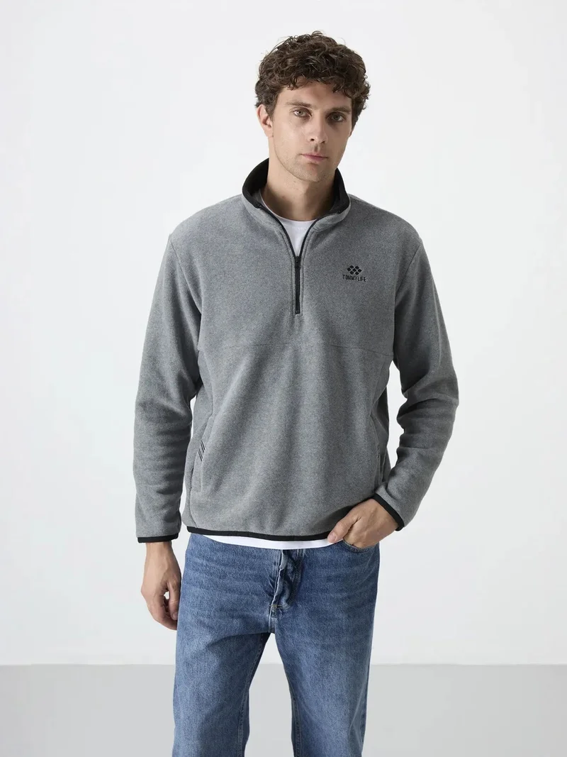 تومي لايف TOMMY Men's Slim Fit Half-zip Plush Sweatshirt