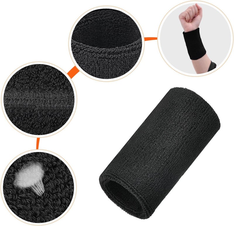 WILLBOND 6 Inch Wrist Sweatband Sport Wristbands - Elastic Athletic Cotton Wrist Bands for Sports - Image 2