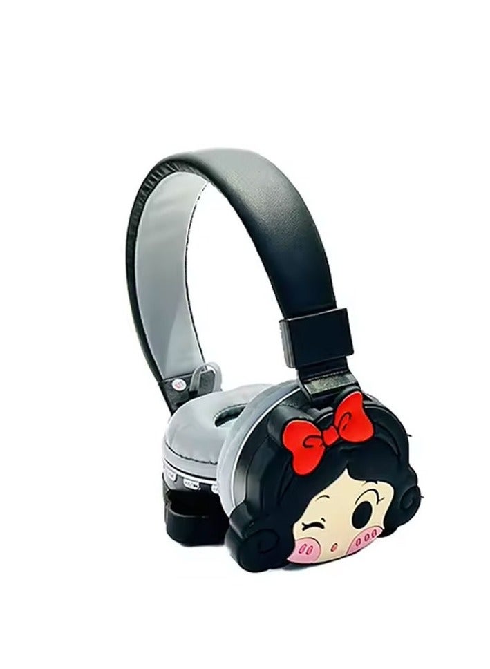 Snow White Wireless Bluetooth Headphones for Kids – High-Definition Sound, 400mAh Battery, 18-Hour Playtime, Built-in Microphone, Volume Control, 3.5mm Connector, 40mm Driver Unit, Black - Image 2