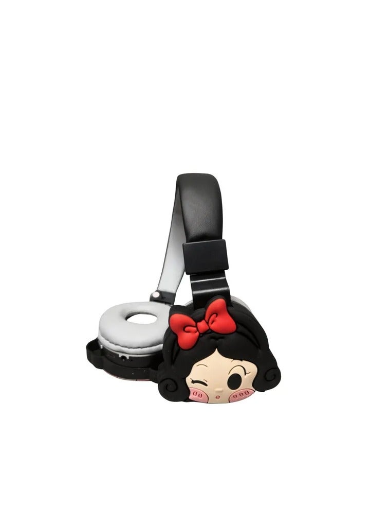 Snow White Wireless Bluetooth Headphones for Kids – High-Definition Sound, 400mAh Battery, 18-Hour Playtime, Built-in Microphone, Volume Control, 3.5mm Connector, 40mm Driver Unit, Black - Image 3