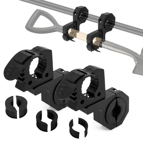 psler Quick-Release Rubber Clamps Mount Shovel Axe Holder Mount for 1-1/7'' to 1-3/7'' Diameter Tools with Roll Bar Clamp Mounts Bar Mounting Bracket for 1" 1.5" 1.75" Bull Bars Roof Racks Roll Cages - Image 1