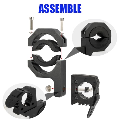 psler Quick-Release Rubber Clamps Mount Shovel Axe Holder Mount for 1-1/7'' to 1-3/7'' Diameter Tools with Roll Bar Clamp Mounts Bar Mounting Bracket for 1" 1.5" 1.75" Bull Bars Roof Racks Roll Cages - Image 4