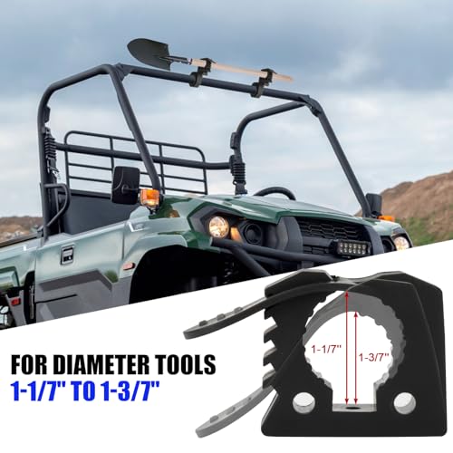 psler Quick-Release Rubber Clamps Mount Shovel Axe Holder Mount for 1-1/7'' to 1-3/7'' Diameter Tools with Roll Bar Clamp Mounts Bar Mounting Bracket for 1" 1.5" 1.75" Bull Bars Roof Racks Roll Cages - Image 2