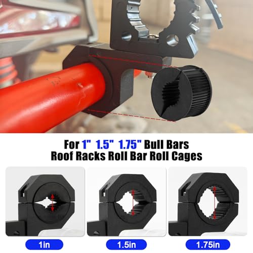psler Quick-Release Rubber Clamps Mount Shovel Axe Holder Mount for 1-1/7'' to 1-3/7'' Diameter Tools with Roll Bar Clamp Mounts Bar Mounting Bracket for 1" 1.5" 1.75" Bull Bars Roof Racks Roll Cages - Image 3