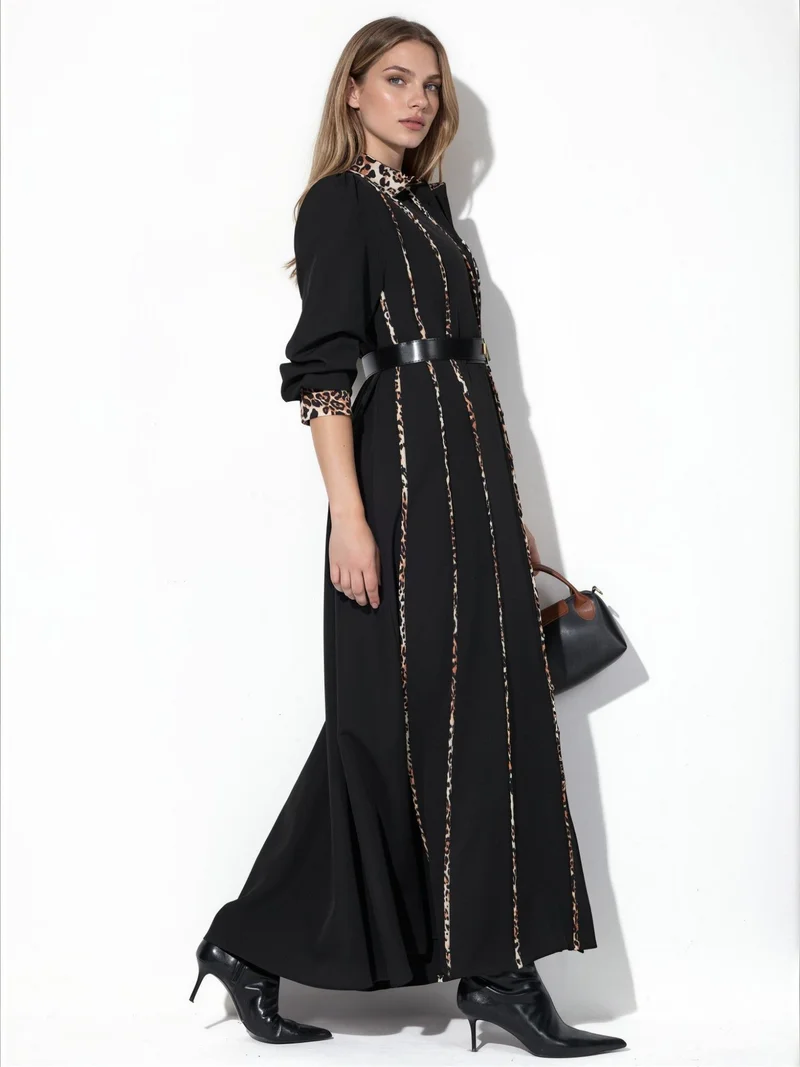 Jennyfer Leopard Print Maxi Shirt Dress