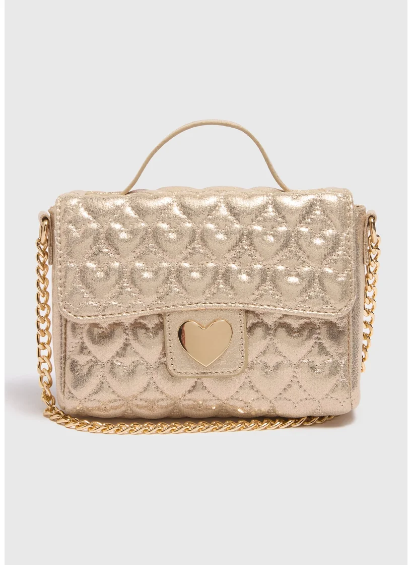 Matalan Girls Gold Quilted Cross Body Bag